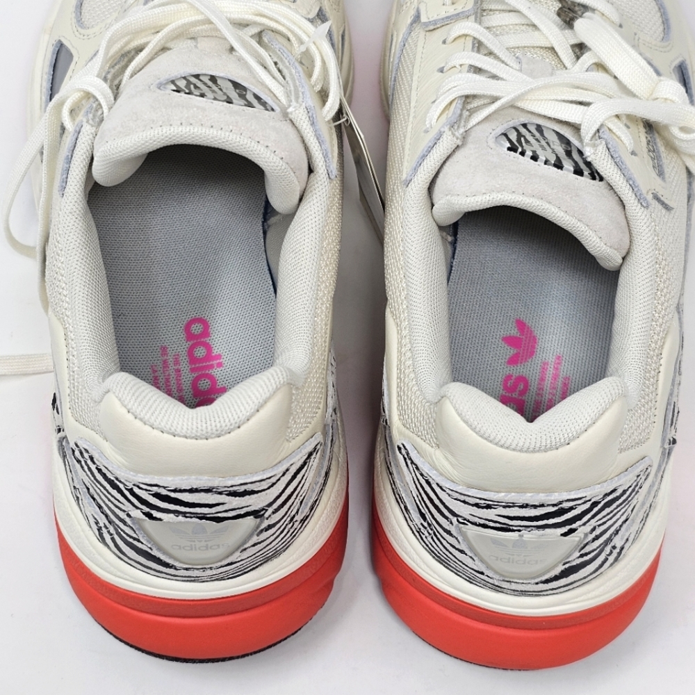 adidas Falcon Sneakers Off White Leopard Print Orange Womens Size 11 NEW - Picture 8 of 14
